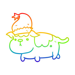 rainbow gradient line drawing cute christmas dog