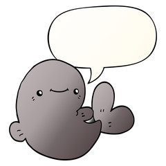 cartoon whale and speech bubble in smooth gradient style