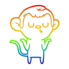 rainbow gradient line drawing cartoon monkey