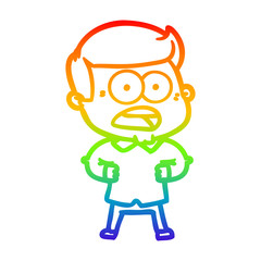 rainbow gradient line drawing cartoon shocked man