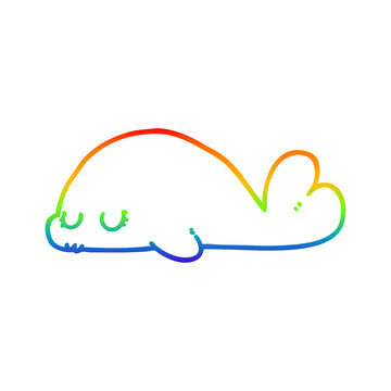 rainbow gradient line drawing cute cartoon seal