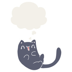 cartoon cat and thought bubble in retro style