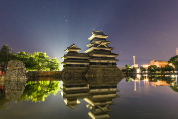Matsumoto - May 24, 2019: Night shot of the castle of Matsumoto, Japan