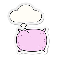 cartoon pillow and thought bubble as a printed sticker