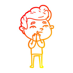 warm gradient line drawing happy cartoon man