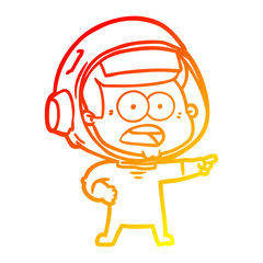 warm gradient line drawing cartoon surprised astronaut