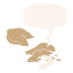 cartoon fortune cookies and speech bubble in retro style