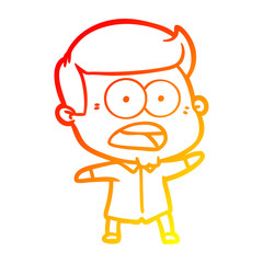 warm gradient line drawing cartoon shocked man