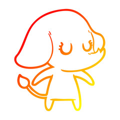 warm gradient line drawing cute cartoon elephant