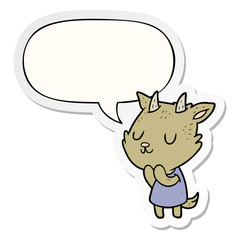 cute cartoon goat and speech bubble sticker