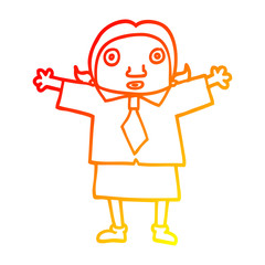 warm gradient line drawing cartoon school girl