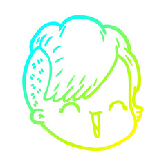 cold gradient line drawing cartoon female face