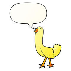 cartoon bird and speech bubble in smooth gradient style