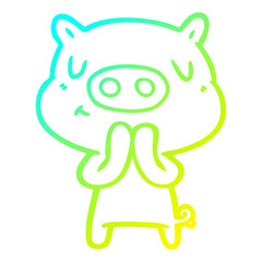 cold gradient line drawing cartoon content pig