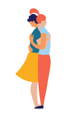 Happy couple family boyfriend and girlfriend hugging and kissing together