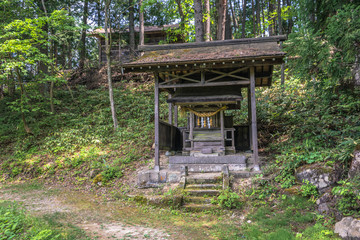 Takayama - May 26, 2019: Traditional buildings in the Hida folk village open air museum of Takayama, Japan