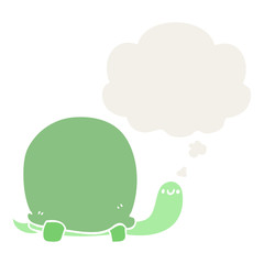cute cartoon tortoise and thought bubble in retro style