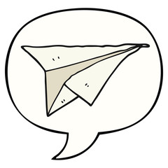 Obraz premium cartoon paper airplane and speech bubble
