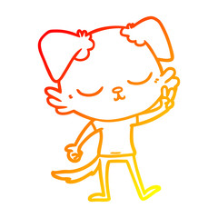 warm gradient line drawing cute cartoon dog