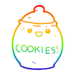 rainbow gradient line drawing cute cartoon cookie jar
