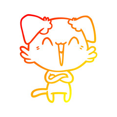 Obraz premium warm gradient line drawing happy little dog cartoon