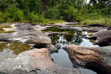 water flow in stone in nature