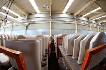 Fototapeta premium ceramic semi-finished products warehouse in a factory