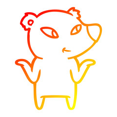 warm gradient line drawing cute cartoon bear shrugging shoulders