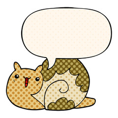 cute cartoon snail and speech bubble in comic book style