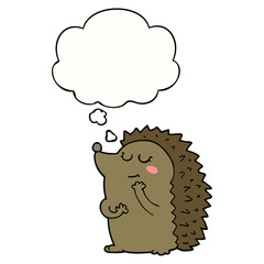 cute cartoon hedgehog and thought bubble