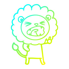 cold gradient line drawing cartoon lion