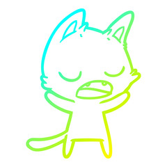 cold gradient line drawing talking cat cartoon