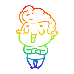 rainbow gradient line drawing happy cartoon man