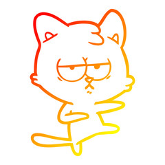 warm gradient line drawing bored cartoon cat