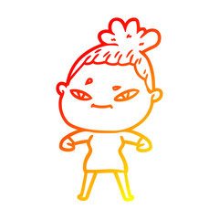 warm gradient line drawing cartoon woman