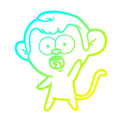 cold gradient line drawing cartoon shocked monkey