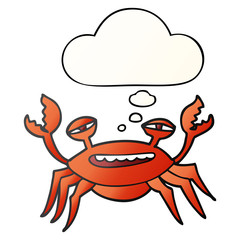 cartoon crab and thought bubble in smooth gradient style