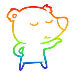 rainbow gradient line drawing happy cartoon bear