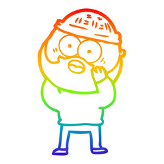 rainbow gradient line drawing cartoon bearded man