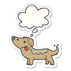 cartoon dog and thought bubble as a printed sticker