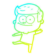 Obraz premium cold gradient line drawing cartoon happy man