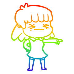 rainbow gradient line drawing cartoon woman
