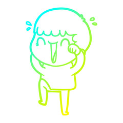 cold gradient line drawing laughing cartoon man