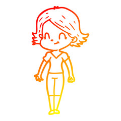 warm gradient line drawing cartoon friendly girl
