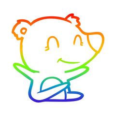 rainbow gradient line drawing smiling bear cartoon