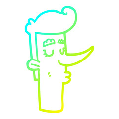 cold gradient line drawing cartoon arrogant man