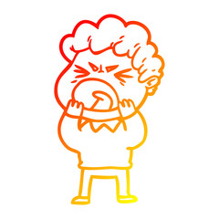 warm gradient line drawing cartoon furious man