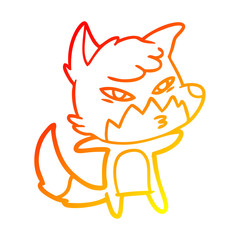 warm gradient line drawing clever cartoon fox