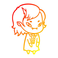 warm gradient line drawing cartoon friendly vampire girl