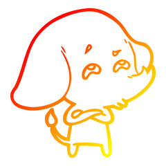warm gradient line drawing cartoon elephant remembering